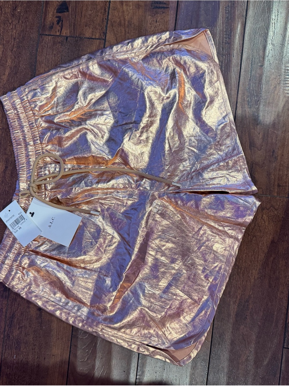 A.L.C. Metallic Rose Gold Athletic Lounge Shorts NWT